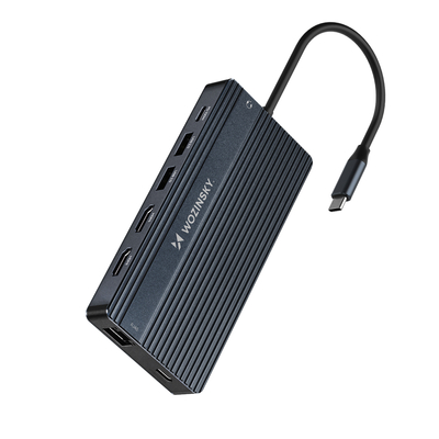 Hub USB-C 14 w 1 Wozinsky WDS03Y5S wielofunkcyjny, aluminiowy, do 3 monitorów, z kablem 15 cm  - szary