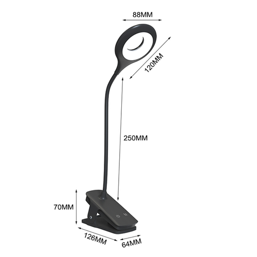 Mini lampka Wozinsky bezprzewodowa lampka LED do czytania z klipsem + kabel USB-C - czarna