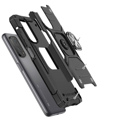 Wozinsky Ring Armor pancerne hybrydowe etui pokrowiec + magnetyczny uchwyt Mi Poco M4 Pro 5G / Redmi Note 11 5G (China) / Redmi Note 11T 5G / Redmi Note 11S 5G czarny