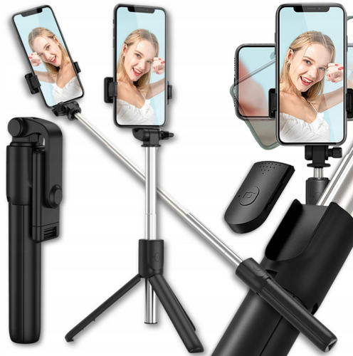 Wozinsky Selfie stick WHS1Y teleskopowy tripod 1m z uchwytem na telefon - czarny