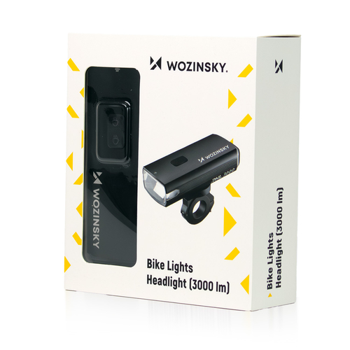 Lampka rowerowa przednia Wozinsky + kabel USB-C (3000 lm)  - czarna