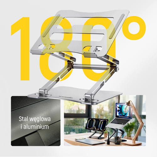 Podstawka pod laptopa, tablet Wozinsky WRS-CPY75DSS aluminiowa + Gratis! podstawka do smartfona - srebrna