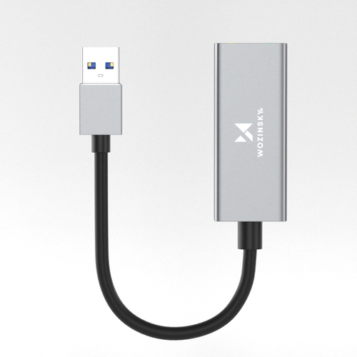 Adapter sieciowy Wozinsky WAU-45A Ethernet karta sieciowa LAN Gigabit RJ45 1000 Mb/s USB-A - szara