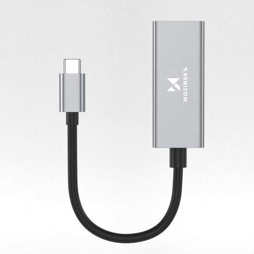 Adapter sieciowy Wozinsky WAU-45C Ethernet karta sieciowa LAN Gigabit RJ45 1000 Mb/s USB-C - szara