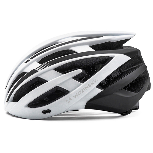 Kask rowerowy MTB Wozinsky z odpinanym daszkiem i tylną lampką USB 57-62 cm - czarno-biały