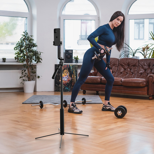 Premium selfie stick Wozinsky WST-360YS z funkcją statywu z automatycznym śledzeniem twarzy 360° AI sterowanie gestami - czarny