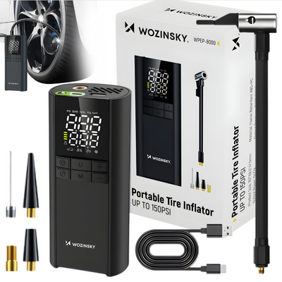 Kompresor Wozinsky WPEP-8000 pompka elektryczna powerbank 8000mAh latarka - czarny