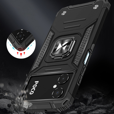Wozinsky Ring Armor etui Samsung Galaxy A03 pancerny pokrowiec uchwyt magnetyczny ring czarne