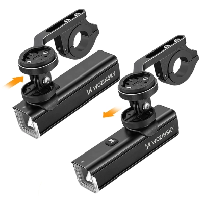 Zestaw lampek rowerowych Wozinsky WSBLB3 przednia (1000 lm) USB-C i tylna USB micro  - czarny