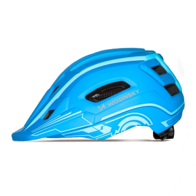 Kask rowerowy fullface dziecięcy Wozinsky z tylną lampką USB 52-56 cm - niebieski