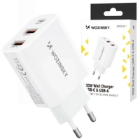Ładowarka sieciowa Wozinsky CWCUCW 30W USB-C / 2 x USB-A - biała