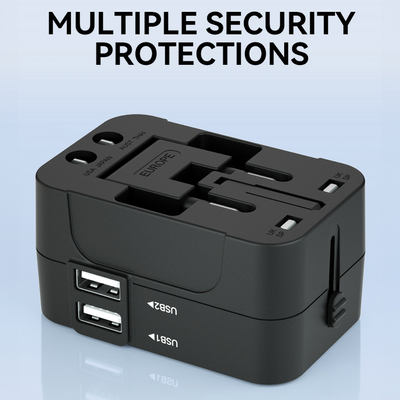 Adapter podróżny Wozinsky WUTWC uniwersalny 24W UE / US / AUS / UK / 2x USB-A - czarny