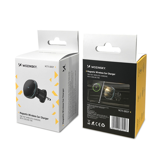 Uchwyt samochodowy Wozinsky WCT5-Q6S2Y z ładowarką indukcyjną Qi/MagSafe 15W na kratkę wentylacji z wentylatorem - czarny
