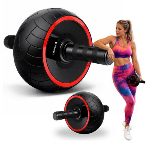 Kółko do ćwiczeń Wozinsky WKDC-17 do mięśni brzucha ab wheel z matą - czarne