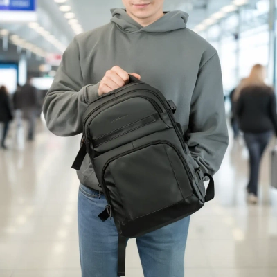 Plecak Wozinsky WPW-20L z kieszenią na laptopa do 15,6" podróżny 40x20x25 cm do luku bagażowego - czarny
