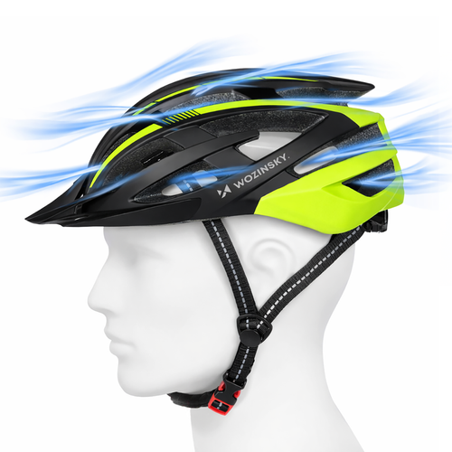 Kask rowerowy MTB Woinsky z odpinanym daszkiem i tylną lampką USB 54-57 cm - czarno-żółty