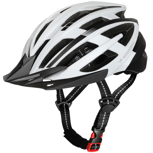 Kask rowerowy MTB Wozinsky z odpinanym daszkiem i tylną lampką USB 57-62 cm - czarno-biały