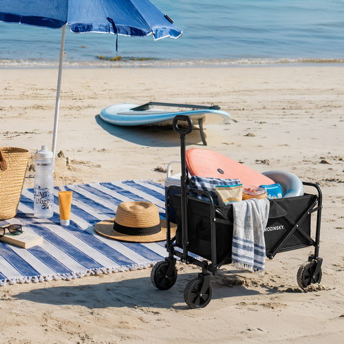 Zestaw Wózek Wozinsky WZP-80 plażowy, turystyczny, ogrodowy, wytrzymały, do 80 kg + siatka do wózków transportowych 