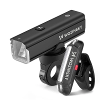 Zestaw lampek rowerowych Wozinsky WSBLB3 przednia (1000 lm) USB-C i tylna USB micro - czarny