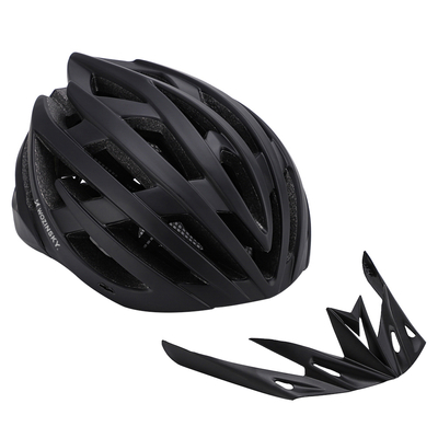 Kask rowerowy MTB Wozinsky z odpinanym daszkiem i tylną lampką USB 54-57 cm - czarny