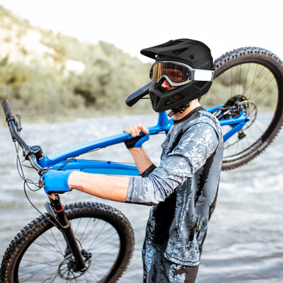 Kask rowerowy fullface Wozinsky z odpinanym daszkiem 57-62 cm - czarny