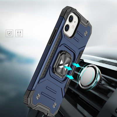 Wozinsky Ring Armor etui iPhone 14 pancerny pokrowiec uchwyt magnetyczny ring niebieskie