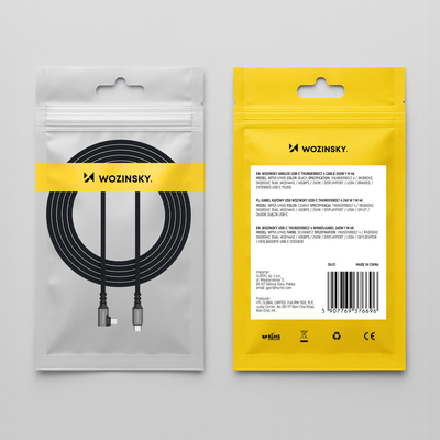 Kabel kątowy Wozinsky WPS2-UY41S USB-C USB4 40Gb/s 240W 2m - czarny
