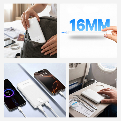 Powerbank Wozinsky Wpower WPBBK-3 10000 mAh 10 W 2x USB-A 2A - biały
