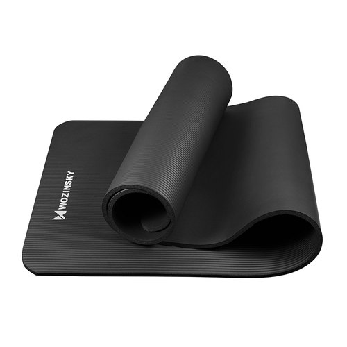 Wozinsky mata do ćwiczeń 181 x 63 x 0,9 cm gruba mata gimnastyczna do jogi czarna