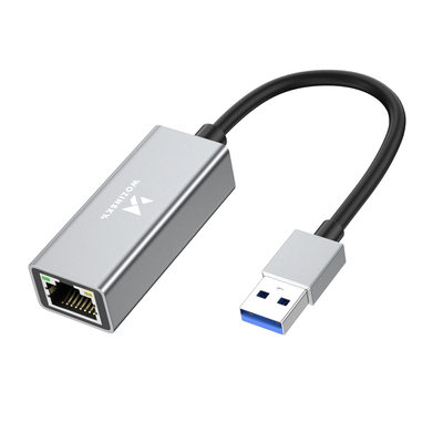 Adapter sieciowy Wozinsky WAU-45A Ethernet karta sieciowa LAN Gigabit RJ45 1000 Mb/s USB-A - szara