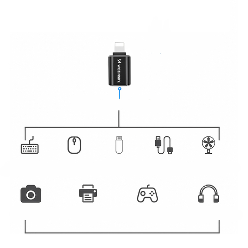 Adapter Wozinsky WALA-01 Lightning - USB-A OTG - czarny