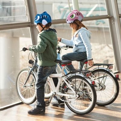 Kask rowerowy dziecięcy Wozinsky motyw dinozaur 52-56 cm - różowy