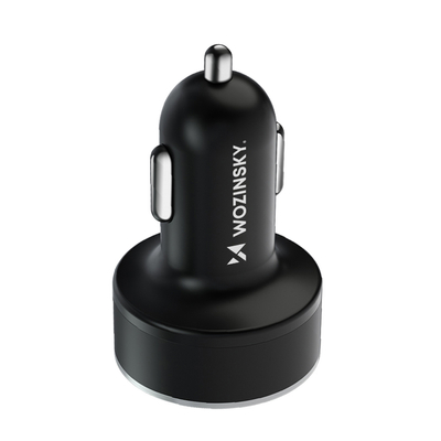 Ładowarka samochodowa Wozinsky WDCCB z wyświetlaczem 50W 2xUSB-C / 2xUSB-A - czarna