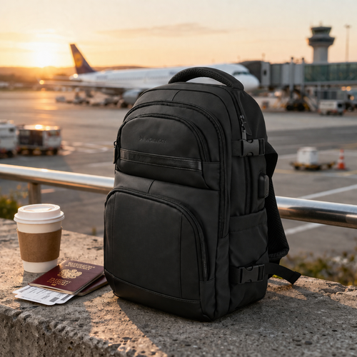 Plecak Wozinsky WPW-20L z kieszenią na laptopa do 15,6" podróżny 40x20x25 cm do luku bagażowego - czarny