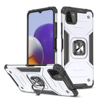 Wozinsky Ring Armor pancerne hybrydowe etui pokrowiec + magnetyczny uchwyt Samsung Galaxy A22 4G srebrny