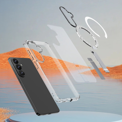 Etui Hybrid Armor X na Samsung Galaxy S26 z podstawką kompatybilne z MagSafe - przezroczyste