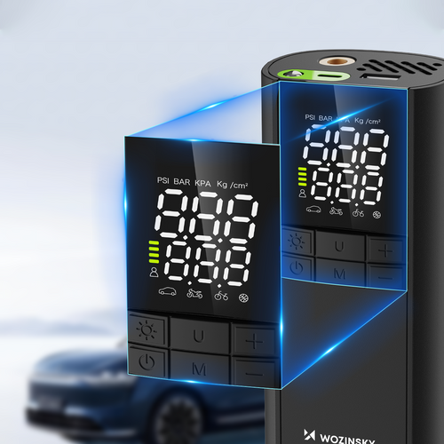 Kompresor Wozinsky WPEP-8000 pompka elektryczna powerbank 8000mAh latarka - czarny