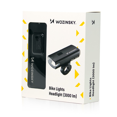 Lampka rowerowa przednia Wozinsky + kabel USB-C (3000 lm)  - czarna