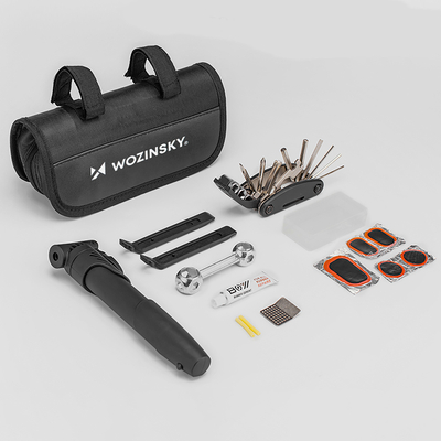 Zestaw narzędzi Wozinsky WMZ-01N multitool rowerowy 16w1 pompka klucze zestaw do dętek - czarny