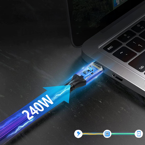 Kabel kątowy Wozinsky WPS1-UY41S USB-C Thunderbolt 4 240W 1,5m 4K - czarny