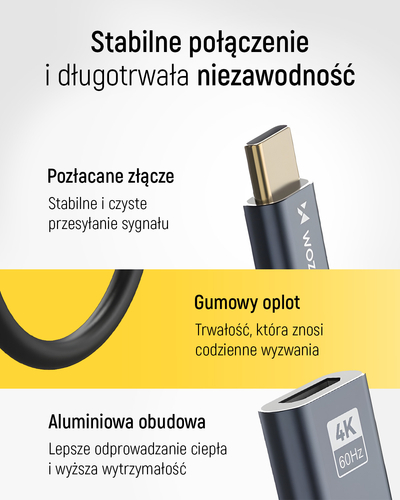 Adapter Wozinsky WACH-01 USB-C - HDMI 4K 60Hz - czarny
