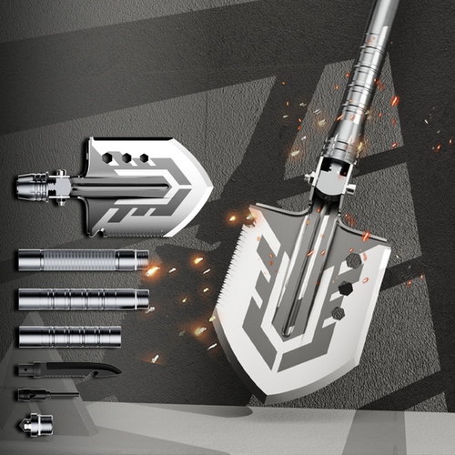 Saperka Wozinsky  WSS-211 survival bushcraft wielofunkcyjna nóż zbijak krzesiwo gwizdek harpun 21 w 1 - szara