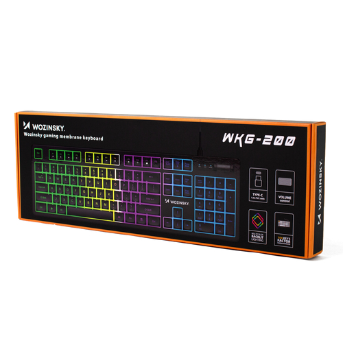 Klawiatura gamingowa RGB z pokrętłem Wozinsky WKG-200 USB - czarna