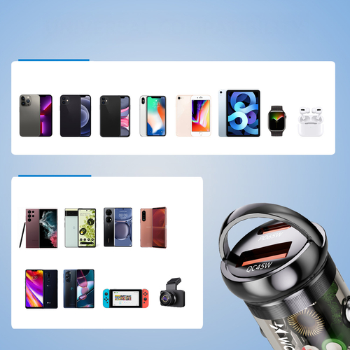 Wozinsky Ładowarka 65W samochodowa USB-C PD 65W / USB-A  45W QC 3.0 - czarna