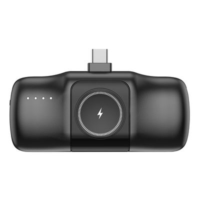 Mini powerbank Wozinsky WF16-YCS 5000mAh 15W USB-C z wbudowanym kablem USB-C i ładowarką do Apple Watch - czarny