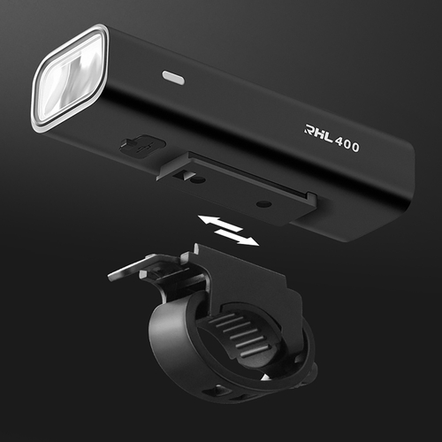 Zestaw lampek rowerowych Wozinsky WSBLB2 przednia (400 lm) USB-C i tylna USB micro - czarny