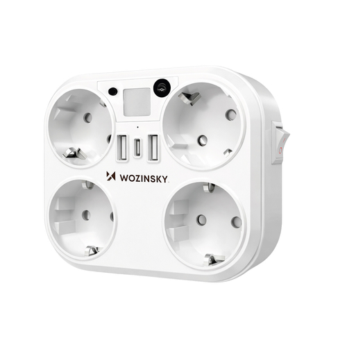 Rozgałęźnik sieciowy Wozinsky WRS-2B 4x AC 2x USB-A 2x USB-C 4000 W z lampką - biały