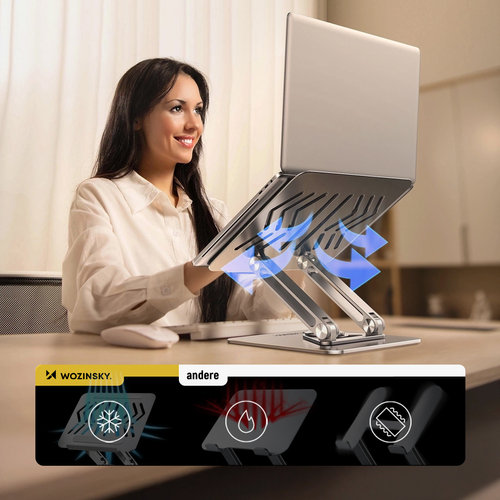 Podstawka pod laptopa, tablet Wozinsky WRS-CPY84SS aluminiowa + Gratis! podstawka do smartfona - srebrna