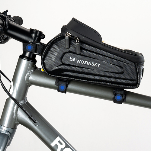 Sakwa rowerowa Wozinsky na ramę pancerna z kieszonką na telefon 1.7 l - czarna