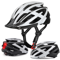 Kask rowerowy MTB Wozinsky z odpinanym daszkiem i tylną lampką USB 54-57 cm - czarno-biały